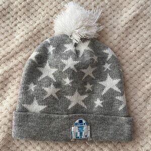 Star Wars Gray Starry Kids Beanie with Pom Pom